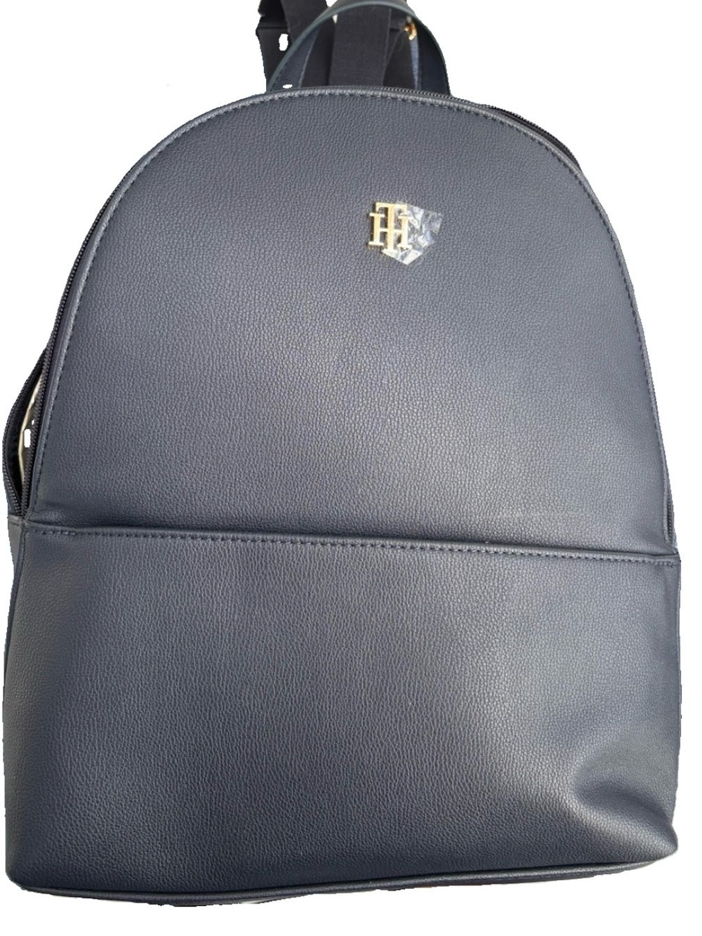 NWT Tommy Hilfiger $118 Black Faux Leather Backpack with Gold Hardware